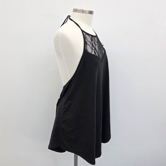 Shein Curve Black Lace Halter Tank Top With Tie Back & Open Back Sleeveless 3XL - Picture 2 of 10
